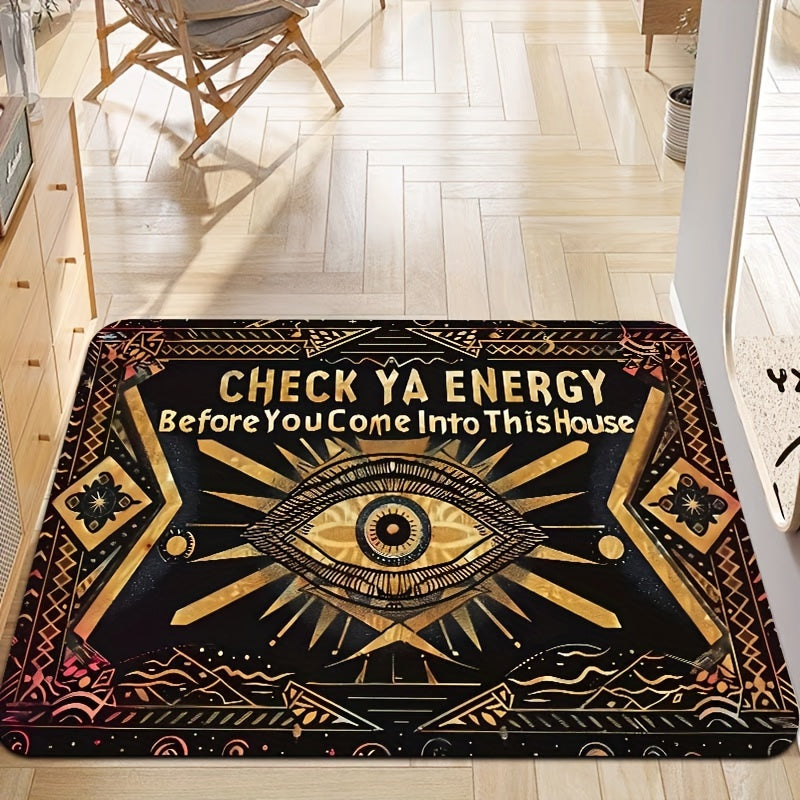 Magic Eye Check Your Energy Door Mat - Rectangular, Machine Washable, 8mm Thick, Soft Non-Slip, Suitable for Kitchen, Living Room, Bedroom, and Entryways