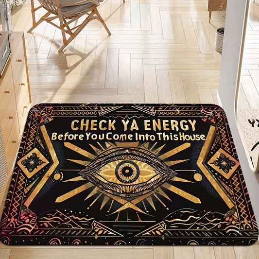 Magic Eye Check Your Energy Door Mat - Rectangular, Machine Washable, 8mm Thick, Soft Non-Slip, Suitable for Kitchen, Living Room, Bedroom, and Entryways