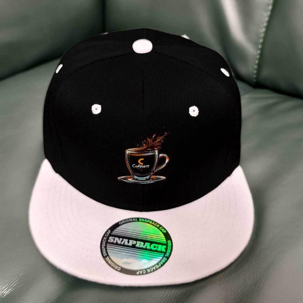 Men'S Snapback Hat - Lightweight Snapback Cap with Red & Black Two-Tone Design, Coffee Cup Graphic - Christmas Gift for Men, Everyday & Formal Events - Machine Washable Polyester Hat, Casual Headwear, Sporty Headgear, Durable