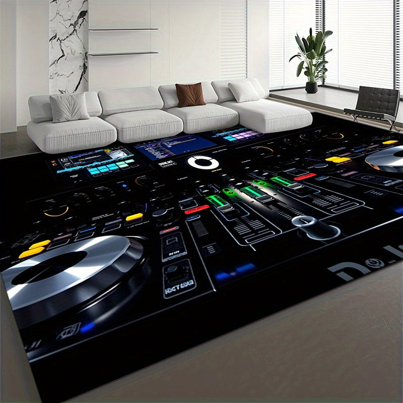 DJ Turntable Design Non-Slip Floor Mat - Machine Washable Mat Mat with Club-like Mixing Board Pattern, Extra Large Available for Home Studio, Living Room, Office, DJ Gifts - Lightweight & Easy Clean Modern Decor Mat, Studio A