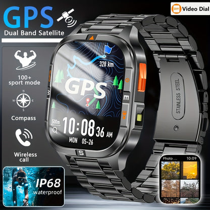 COIUSOR New 2.01-inch GPS Smart Watch, wireless call sync SMS alerts, GPS Positioning, Compass, Altitude, Air Pressure, 3D Dly Video Watch Face, 100+ sports modes Smartwatch for Fitness Tracking, for iPhone and Android mobile