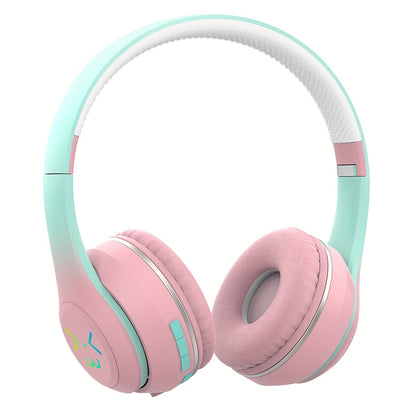 GENAI GT-630 Wireless Headset with LED Colorful Aura Lights, HiFi Stereo, Active Noise Reduction, Ultra-Long Battery Life, Low Gaming Latency, Foldable Design for Mobile Phones, Computers, Gaming, Work, Study, and Travel - Id
