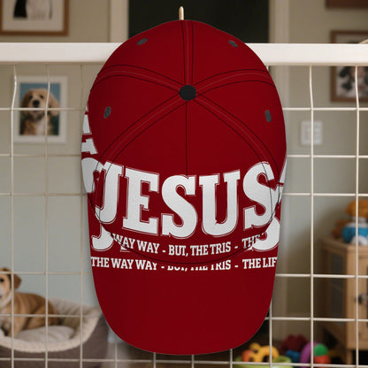 1pc Jesus The Way, Truth & Life Print Baseball Cap - Adjustable Snapback Hat with Vibrant Full-Body Design, Durable Polyester for Running, Sports, Streetwear - Ideal for Halloween, Christmas, Thanksgiving, Running Headwear, F