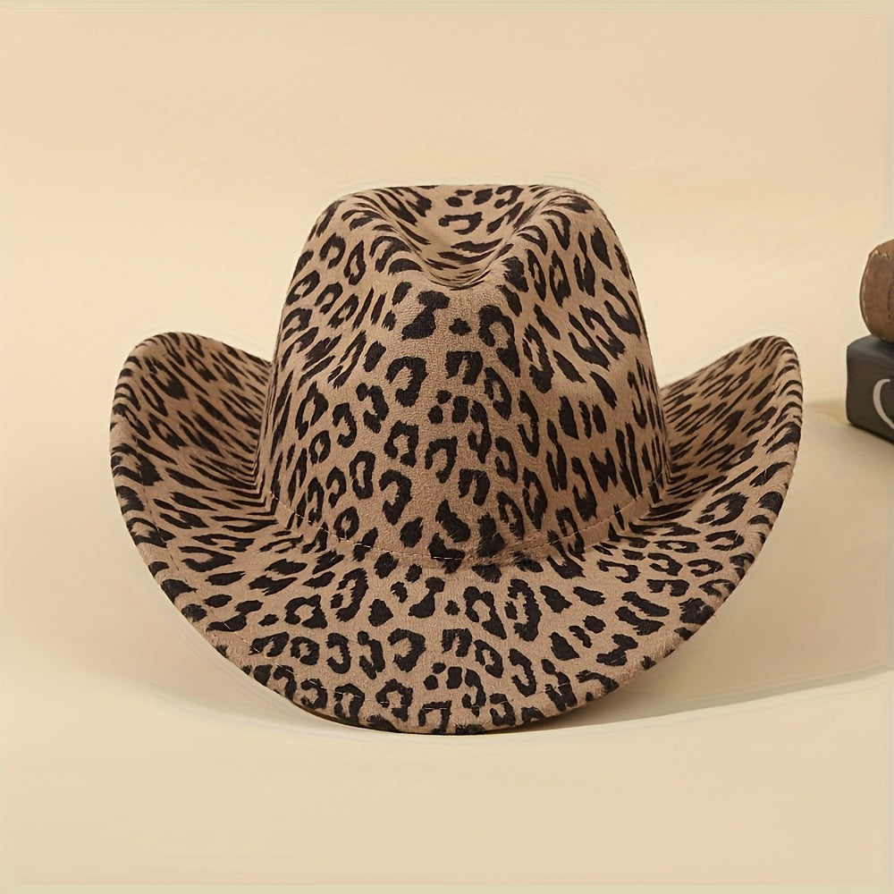 1/2/3pcs Western Cowboy Hats for Men & Women - Classic Minimalist Leopard Print Wide-Brim Cowboy Hats