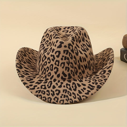 1/2/3pcs Western Cowboy Hats for Men & Women - Classic Minimalist Leopard Print Wide-Brim Cowboy Hats