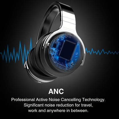 Wireless Noise-Canceling Headphones with Built-in Mic, Deep Bass, Comfortable Protein Ear Cushions, 30-Hour Playtime, Wireless 5.2, Over-Ear Design, Black, Wireless Headphones