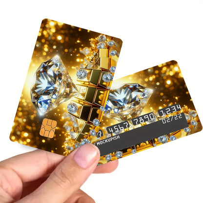 1pc of 4 sheets " and Golden Bar" fun credit card ultra-thin vinyl Light Beige stickers, suitable for credit cards, debit cards, transit cards, key cards. bank card protection with ultra-thin, High Quality, scratch-resistant,