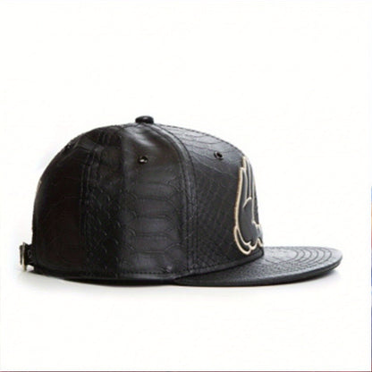 Women's Black Statement Fashion Double Hand Design Flat Brim Baseball Cap with Golden Hands & Praying Hands Emblem - Adjustable Snapback,, -like Texture for Outdoor Sports, Travel, Street Dance - Stylish & Functional Casual H