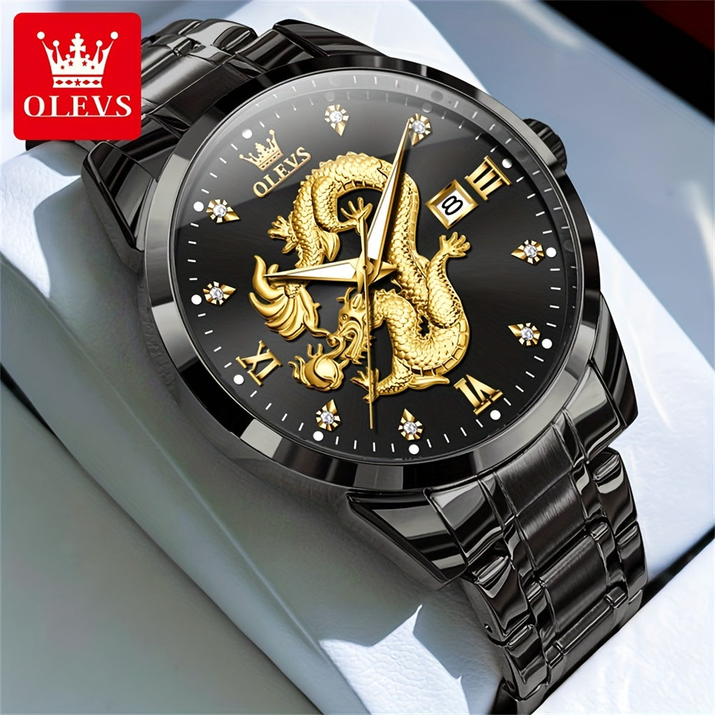 OLEVS New Luxury Business Luminous Quartz Stainless Steel Watches for Men Original Top Brand Fashion Men'S Wrist Watches Golden Trend High Quality Best Selling Men'S Watches, Fashion Watches for Men, Mechanical Watches for Me