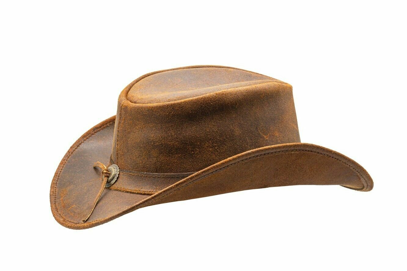 Men and Women Brown Genuine Leather Cowboy Western Hat – Classic Western Hat for Outdoor Adventures, Rodeo, Ranch, Country, Hiking, Travel, Festivals, Camping, Road Trips, Horse Riding, Costume, Halloween Parties – Stylis