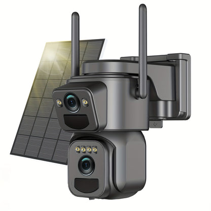 IP66 Waterproof [10x Zoom] 360-degree Low-power CCTV Solar Panel Battery 2K WiFi Camera With Spotlight Alarm, Motion Detection, Color Night Vision, Two-way Audio