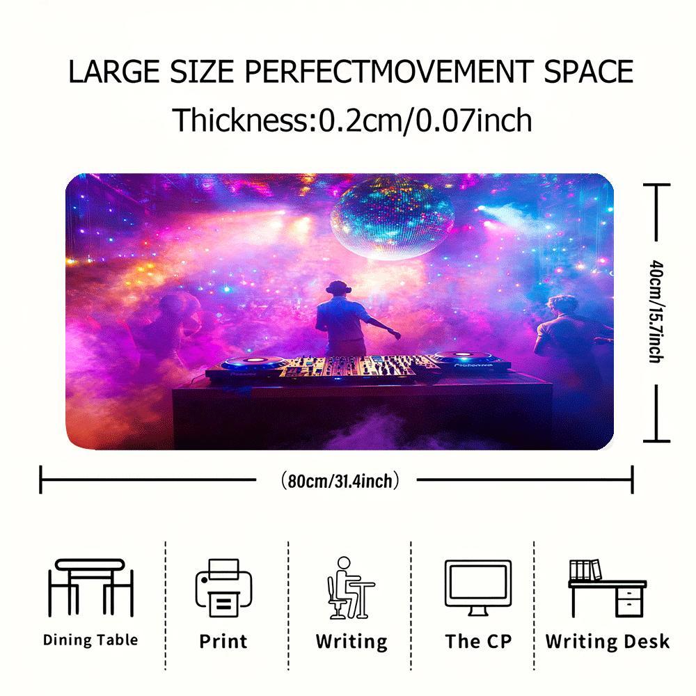 1pc Large DJ Desk Mat & Mouse Pad - Non-Slip Base, Spacious Workspace for Home Office, Studio, Live Performances - Compatible with Laptop, Keyboard, Controller - Perfect Gift for DJs, Producers, Music Lovers - Durable Polyest