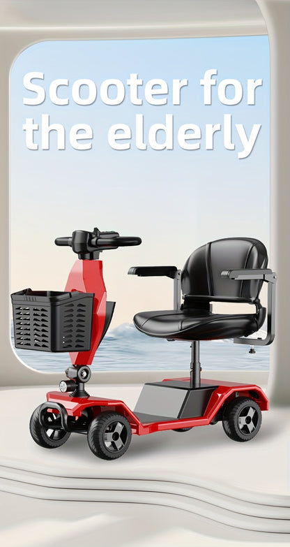 4 Wheel Electric Kick Scooter with Seat - 250W Motor, 15 mph Speed, Foldable Tandem Scooter with Backseat Chair and Front Basket, 265 lbs Capacity, 8-inch Solid Tires, Lightweight 82 lbs, Long-Lasting Battery, Can Be Used on