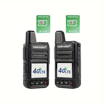 TIDRADIO Global Walkie Talkies 4G POC with Sim Cards, Long Distance 5000 Miles Rechargeable Nationwide Unlimited Range Two Way Radios & USB-C Battery (2 Pack)