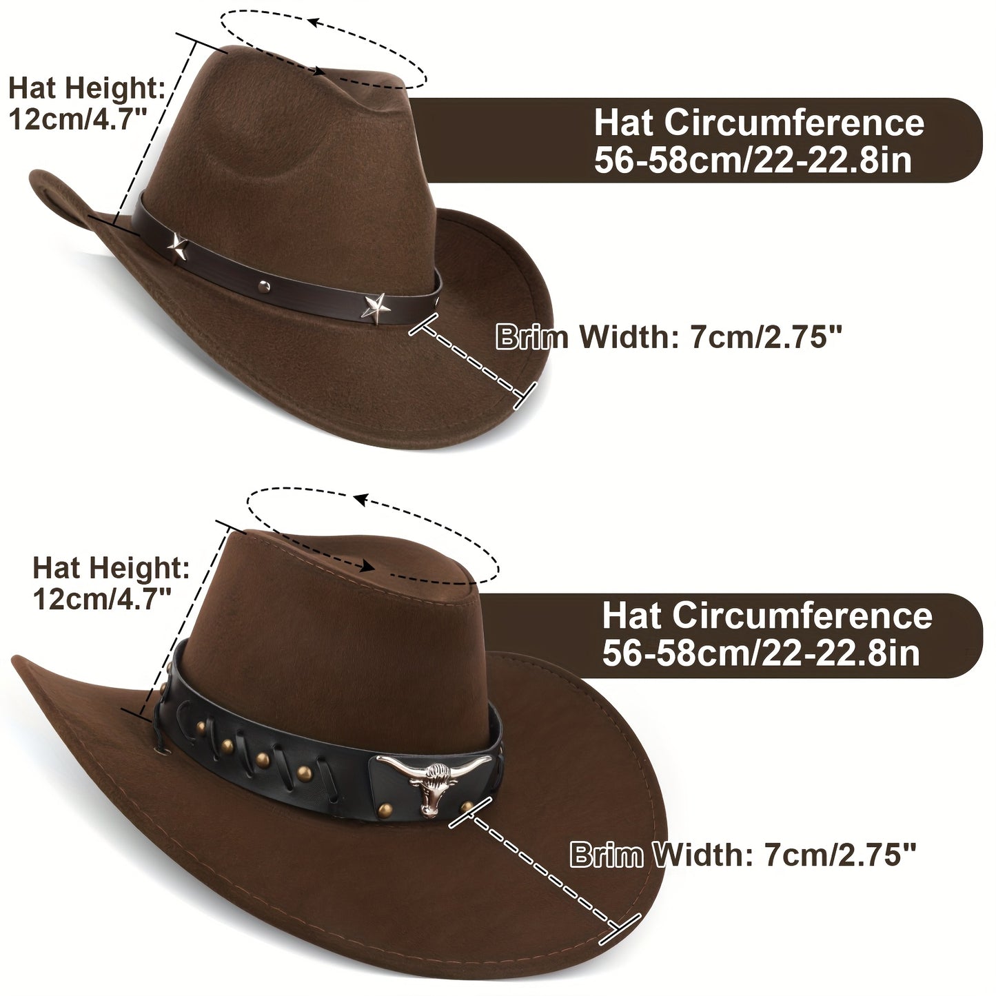 Hats 2pcs Western Cowboy Hat For Men Women Classic Fedora Hat With 3 Buckle Belt 4pcs