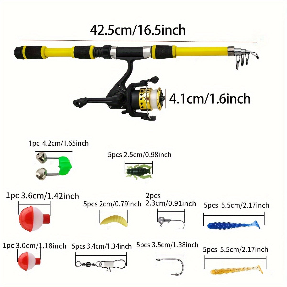 Surf/ Boat Fishing Combo Kit: 6ft/ 7ft Hi-Visibility Rods, Pre-Spooled Reel and 12 T-Tail Lures | Lockable Sections, All-Levels Travel Gear for Beginners and Pros