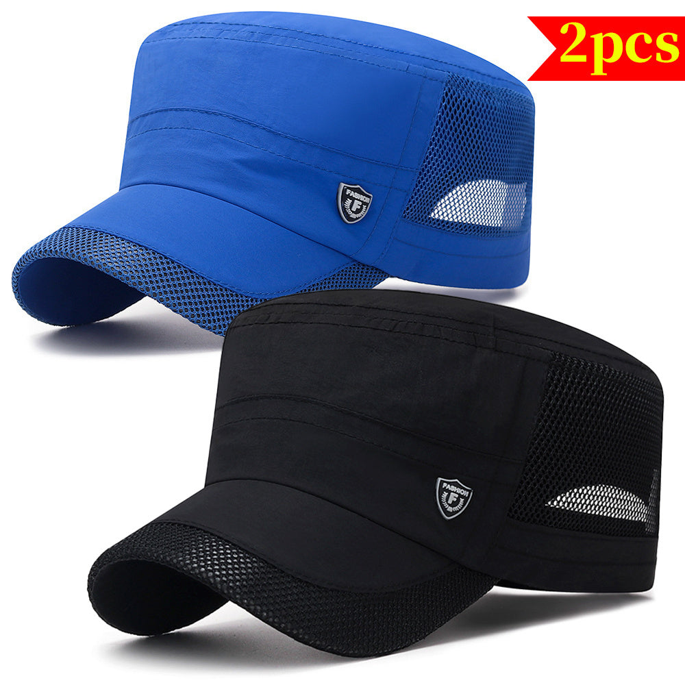 2pcs Men'S Quick-Dry Sun Protection Hats - Breathable Mesh, Lightweight, Adjustable Buckle Closure, Ideal for Outdoor Activities, Outdoor Protection Gear | Stylish Headgear | Lightweight Hat