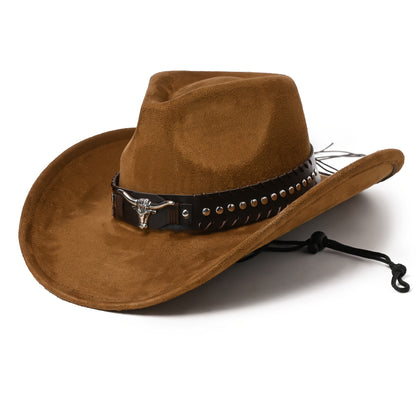 Unisex Western Cowboy Hat - Classic Suede-like Texture with Metal Studs & Cow Pattern, Lightweight Durable Braided Design, Feather-Free & Non-Washable, Elegant Wide Brim for Men & Women - Western-Themed Events, Rodeo, Casual