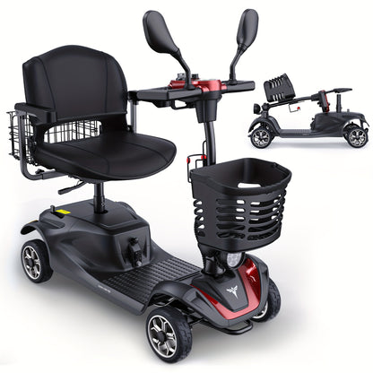 ENGWE Ease 3 4-Wheel Mobility Scooter, 250W Motor, 5, 6MPH Speed, 24V 12AH Battery, 330lbs Capacity, Solid 8"x3" Tires, 10° Incline Support, Rearview Mirrors, Dual Baskets, Cup Holder, Foldable & Adjustable Design, Safe, Sta