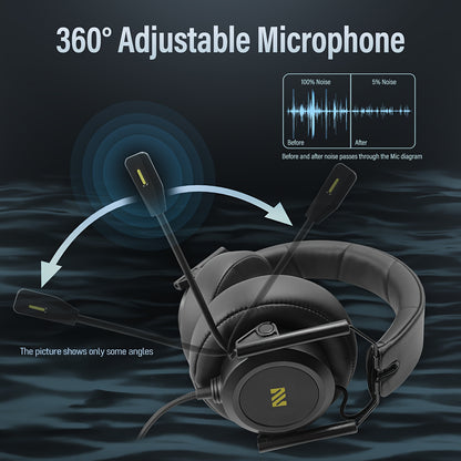 [Colusi M21 Gaming Headset] Colusi M21 Wired Gaming Headset | Soft Memory Foam Cushion, 3.5mm Audio Jack, Foldable Design for PC, PS4, PS5 - Golden, Portable