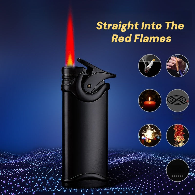Retro Windproof Lighter - Heavy-Duty Metal Construction, Windproof & High Quality, Push Ignition with Flame Adjustment, Compact Portable Refillable Lighter for Camping, BBQ, Fireplace, Candle - Ideal Gift for Men, Boyfriend