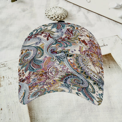 Paisley-Floral Baseball Cap - Adjustable Snapback Lightweight Breathable Unisex Hat for Sports, Travel & Outdoor Activities - Machine Washable Glamorous Style Sun Hat - Perfect Holiday Gift