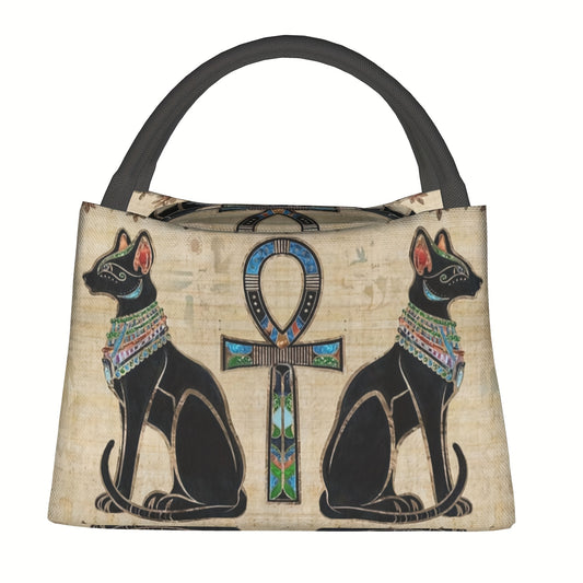 1pc Retro Egyptian Image Pattern, Portable And Reusable Refrigerated Bag, Insulated Lunch Bag, A Must-have For Camping Beaches, Homes, Offices, And Outdoors, Suitable As A Birthday Gift And Holiday Gift For Family And Friends
