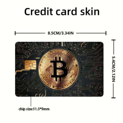 5pcs Set 2025 New Bitcoin Credit Card Skins - Holographic Gloss PVC/Scratch-Resistant Stickers with Bitcoin Logo & Emblem, Permanent Adhesive Removal (No Residue) for Crypto Cards, Collectible for DFeva Enthusiasts