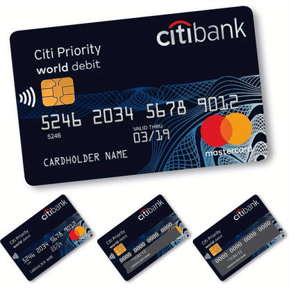 4-Pack Citibank Credit Card Decals, Thickened Matte Finish, Removable Self-Adhesive for Men and Women, Scratch and Stain Resistant, Simple Style PVC Material, Non-Woven