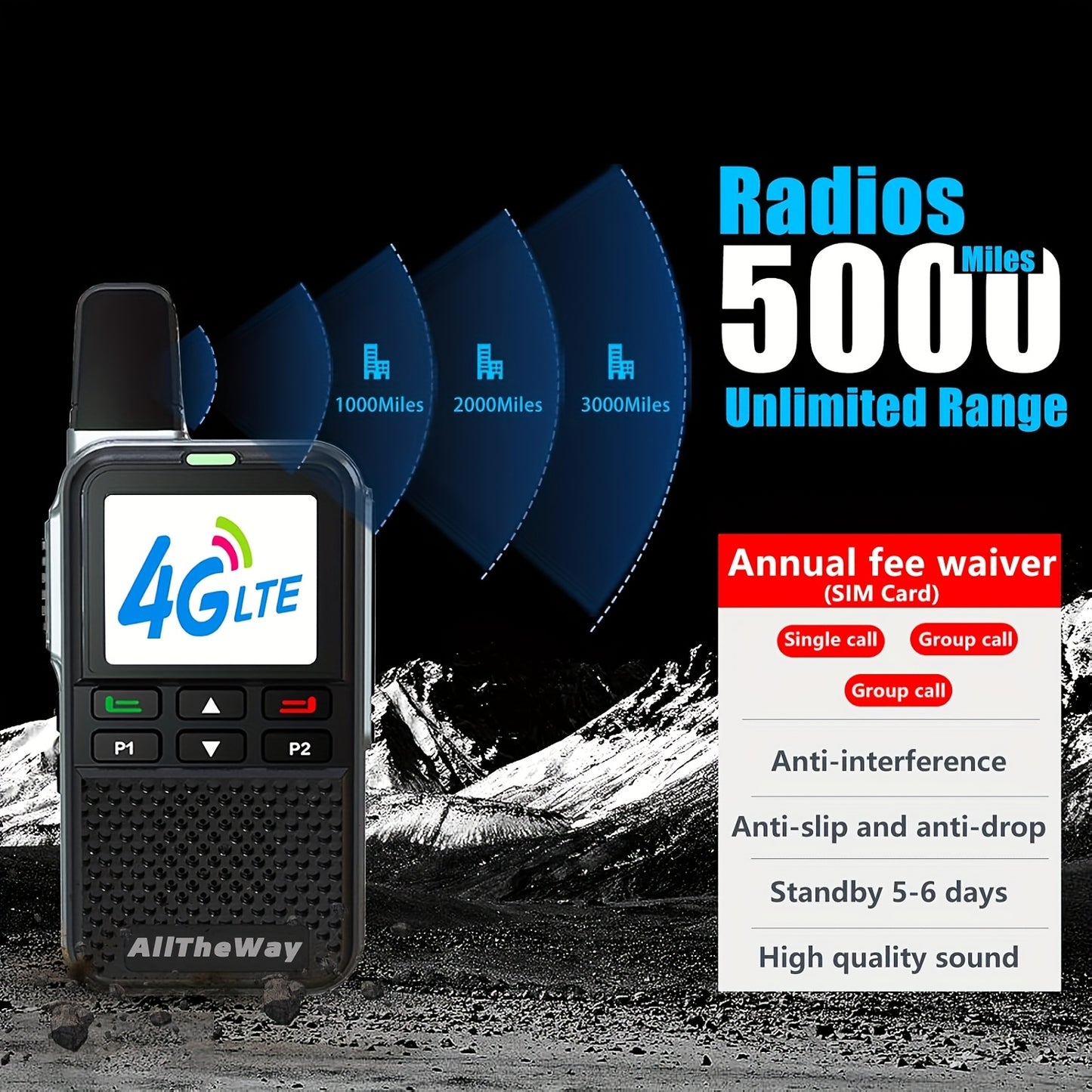 2 Pack Fast Unlimited Range Radio Long Distance Walkie Talkie Handheld Radio Two-Way Radio Portable Radio Portable FM, Perfect for Outdoor Activities, Construction, Logistics, Hotel