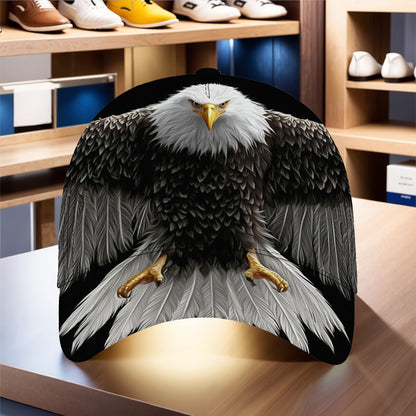 1pc Majestic Eagle in Flight Baseball Cap - Lightweight Adjustable Snapback Hat, Non-Elastic Fit for Outdoor Sports, Hiking, Cycling, Everyday - All-Season Unisex Cap for Men & Women - Ideal Gift for Nature Lovers, Hiking Acc