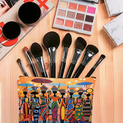 2pcs African Ethnic Pattern Tote Bag Set, Includes Large Capacity Tote Bag and Coin Purse Two-Piece Set. Multifunctional Travel Shopping Shoulder Bag and Makeup Bag (Toiletry Bag), Suitable for Travel, Shopping, Commuting, Pa