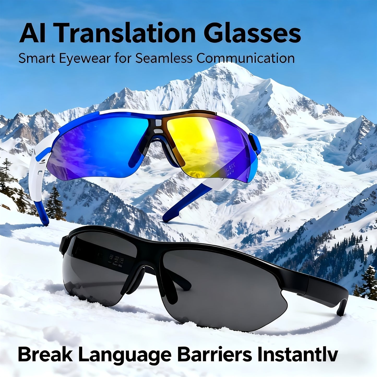 Wireless AI Smart Glasses with Polarized/Blue Light Filter & Built-in Mic/Speaker - Hands-Free Calling, 100+ Language Translation, Wireless Smart Glasses for Men & Women, Lightweight Comfort Fit, Music Playback, Ideal Gift fo