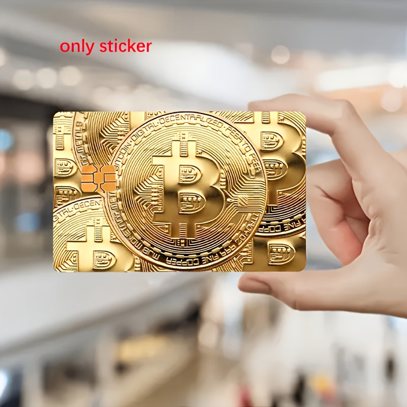 Golden Bitcoin Eye-Catching Stickers for Bank Cards, Credit Cards, Debit Cards, Transit Cards, and Room Key Cards, Key Card Decor, Trendy Embellishments, Decorative Labels, Travelers, Card Collectors