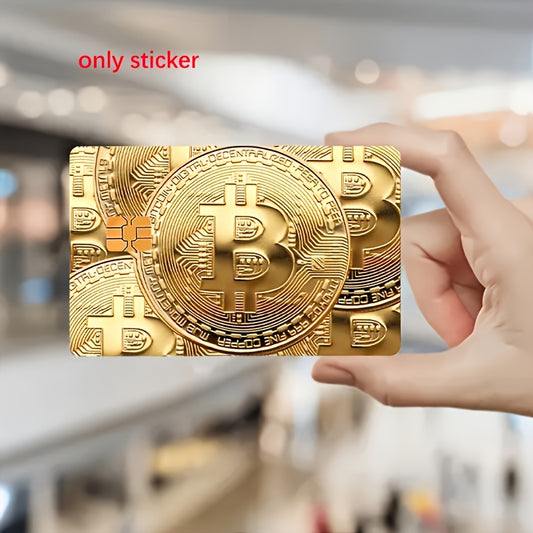 Golden Bitcoin Eye-Catching Stickers for Bank Cards, Credit Cards, Debit Cards, Transit Cards, and Room Key Cards, Key Card Decor, Trendy Embellishments, Decorative Labels, Travelers, Card Collectors