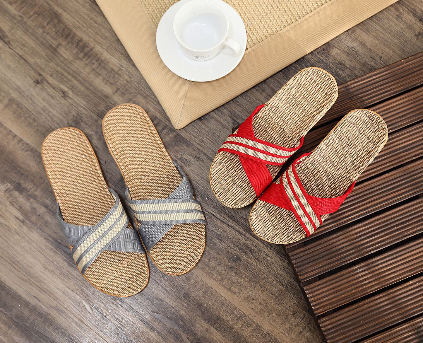 Summer Women's Slippers Home Flats Hemp Luxury Designer Woman Shoes Casual Indoor Slides Couple 2026 Soft Lightweight Large Size