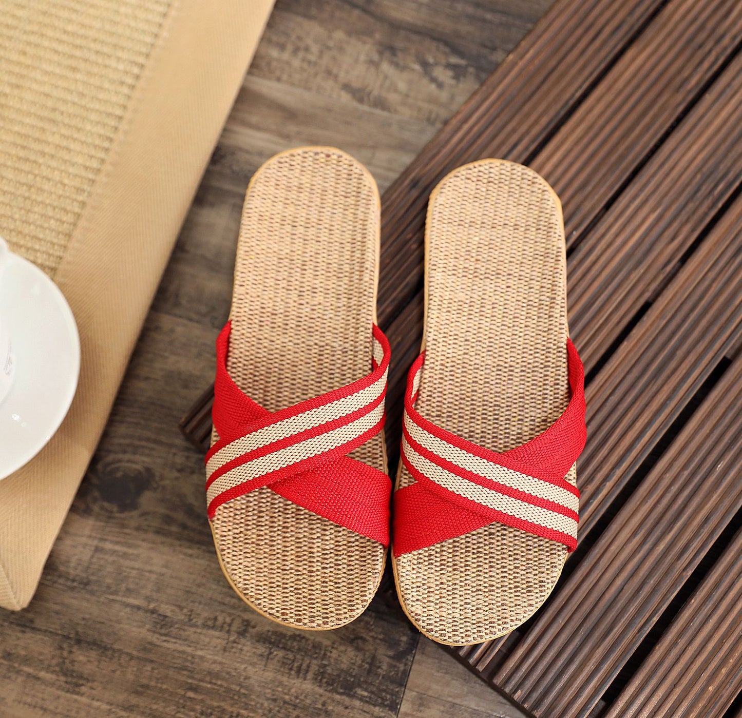 Summer Women's Slippers Home Flats Hemp Luxury Designer Woman Shoes Casual Indoor Slides Couple 2026 Soft Lightweight Large Size