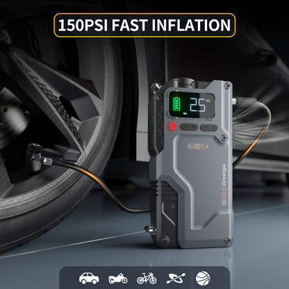 9000A Car Battery Jump Starter - Portable Power Pack with Extended Smart Jumper Cables, Quick Charge, Large Display, LED Lights, And Safety Protections for (All Gas/3.17gal Diesel) Engines, Start The Car Quickly, Jump Starter