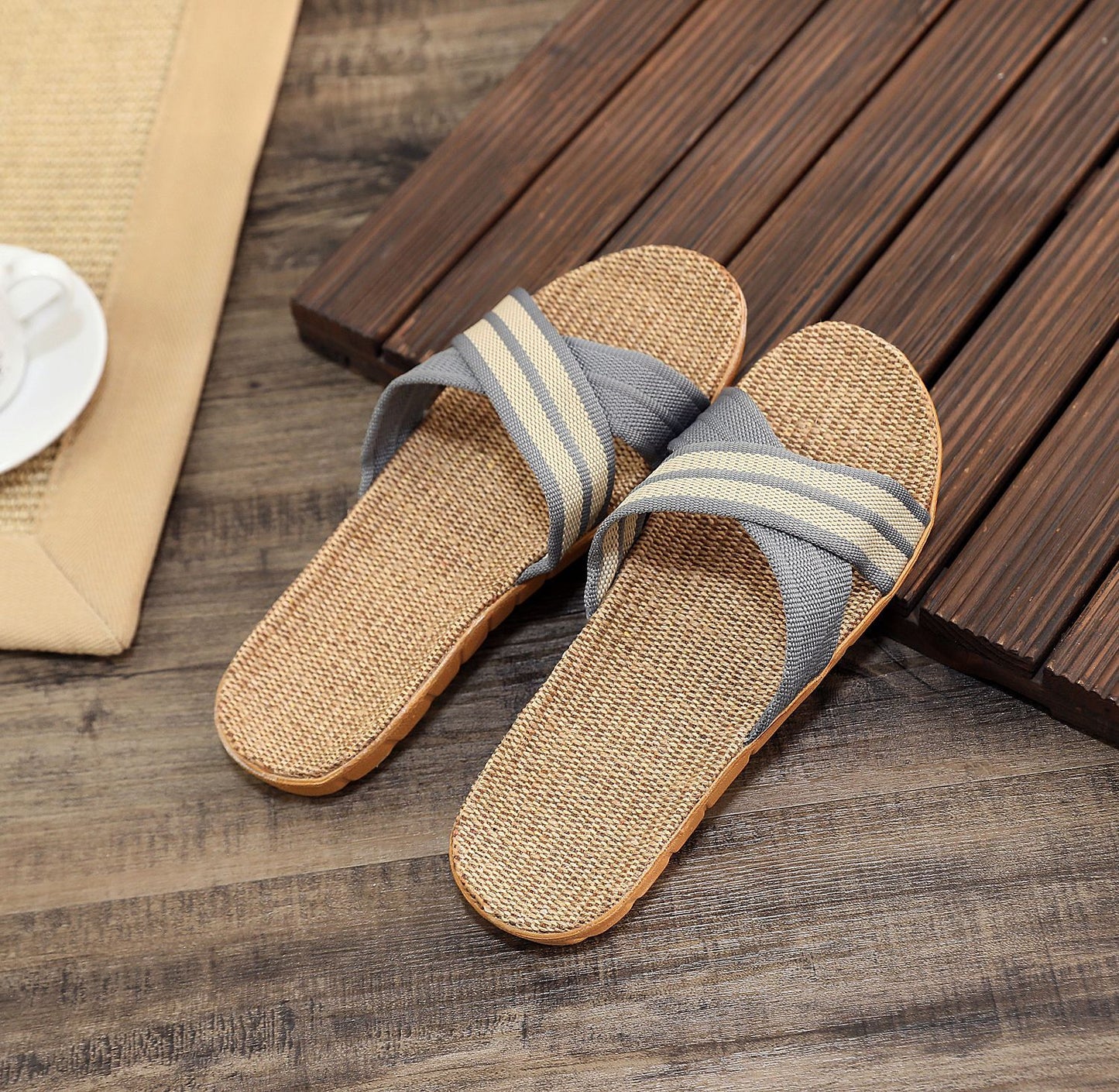 Summer Women's Slippers Home Flats Hemp Luxury Designer Woman Shoes Casual Indoor Slides Couple 2026 Soft Lightweight Large Size