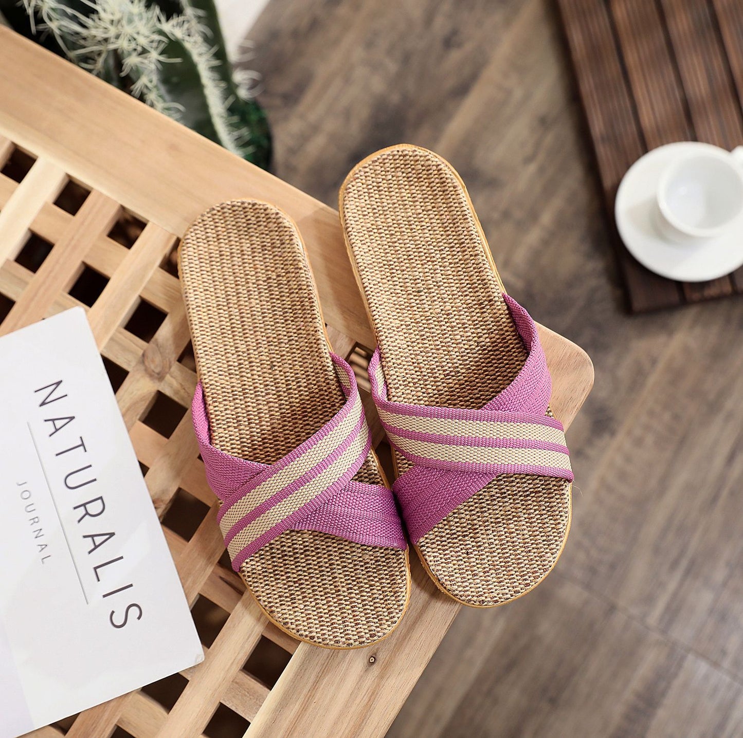 Summer Women's Slippers Home Flats Hemp Luxury Designer Woman Shoes Casual Indoor Slides Couple 2026 Soft Lightweight Large Size