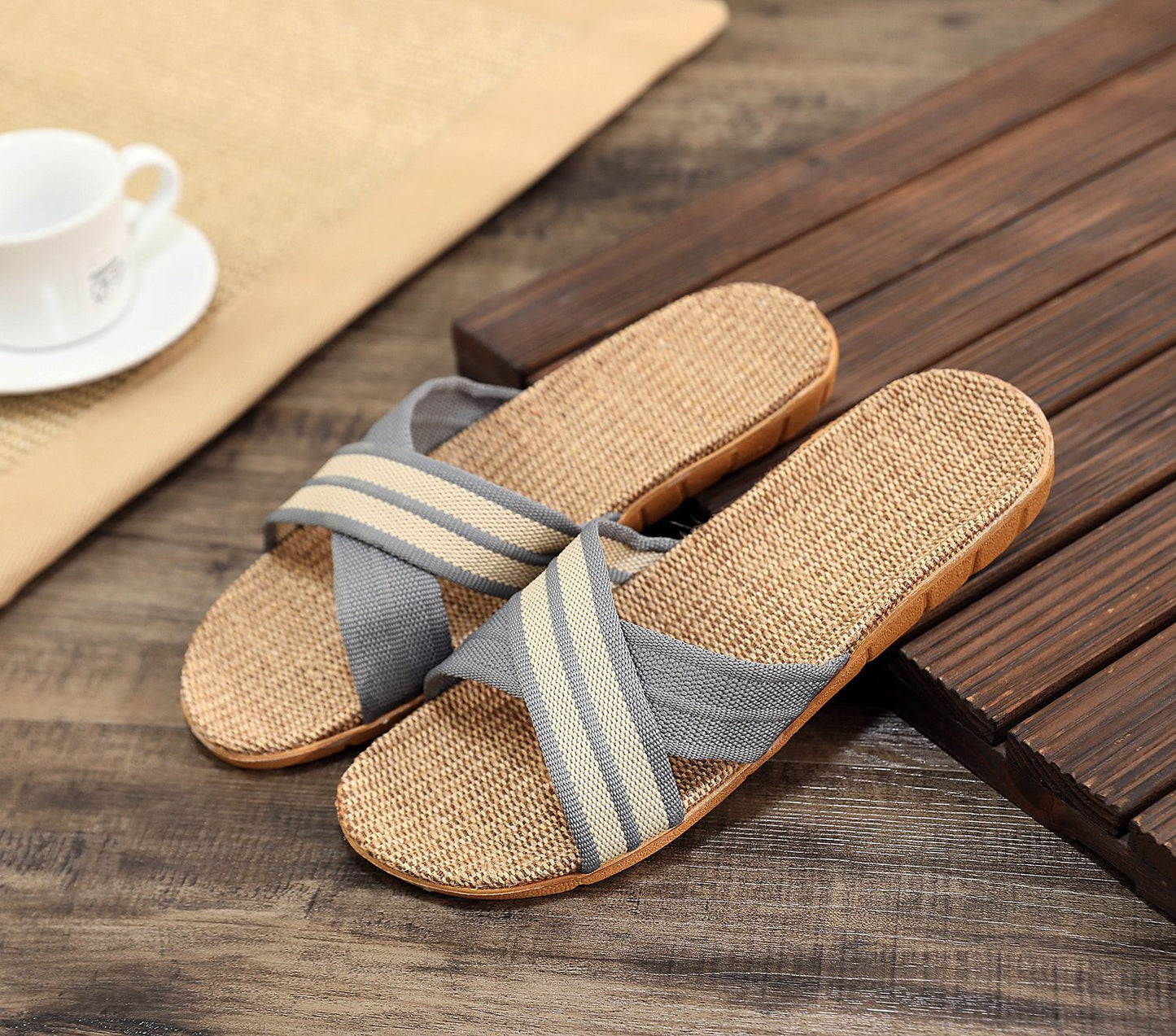 Summer Women's Slippers Home Flats Hemp Luxury Designer Woman Shoes Casual Indoor Slides Couple 2026 Soft Lightweight Large Size