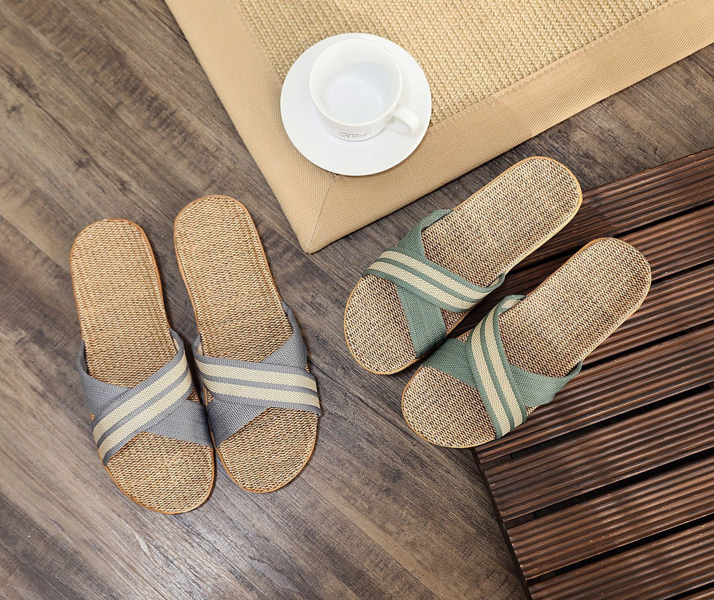 Summer Women's Slippers Home Flats Hemp Luxury Designer Woman Shoes Casual Indoor Slides Couple 2026 Soft Lightweight Large Size
