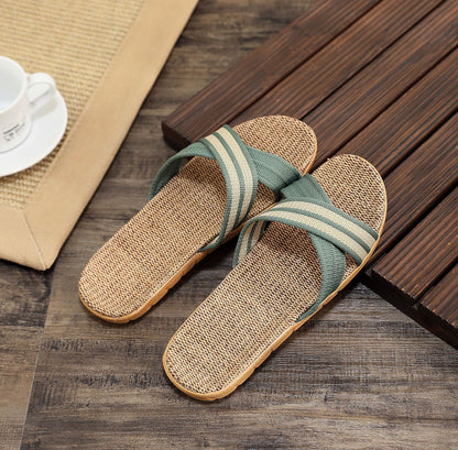 Summer Women's Slippers Home Flats Hemp Luxury Designer Woman Shoes Casual Indoor Slides Couple 2026 Soft Lightweight Large Size