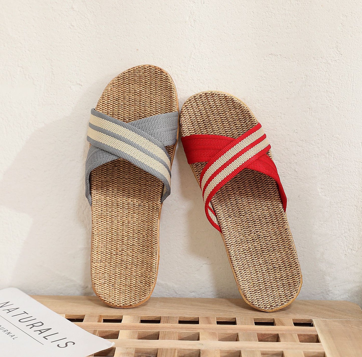 Summer Women's Slippers Home Flats Hemp Luxury Designer Woman Shoes Casual Indoor Slides Couple 2026 Soft Lightweight Large Size