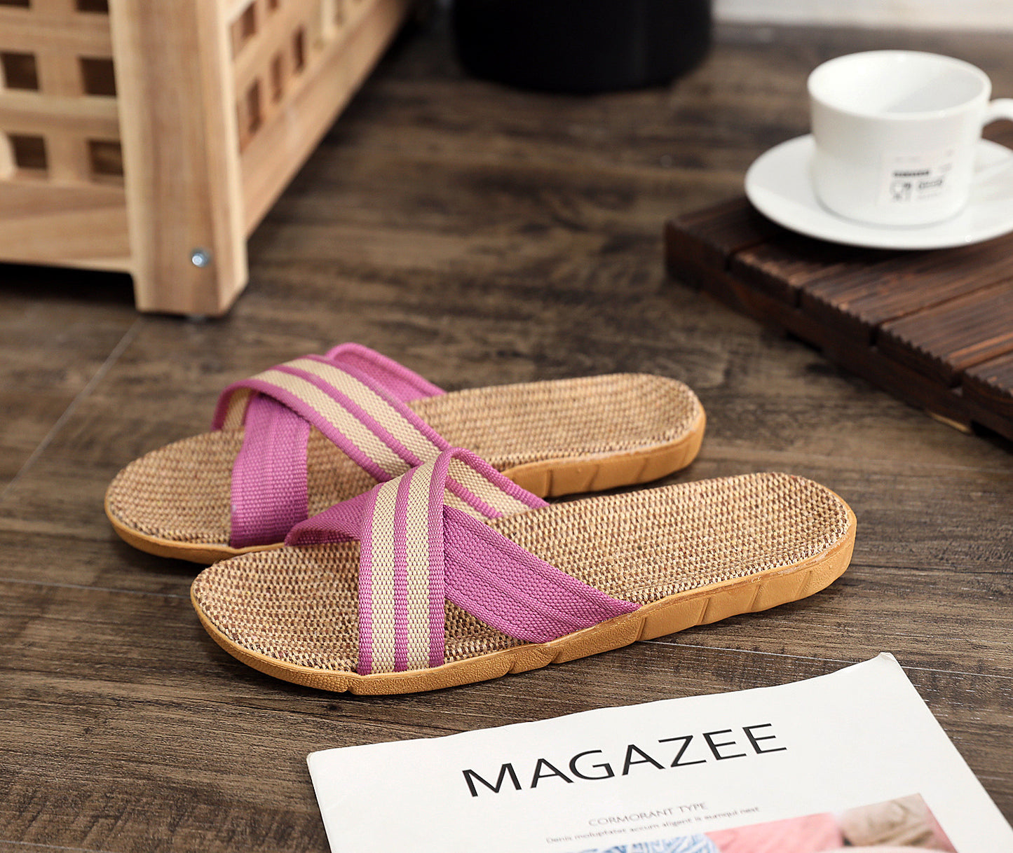 Summer Women's Slippers Home Flats Hemp Luxury Designer Woman Shoes Casual Indoor Slides Couple 2026 Soft Lightweight Large Size