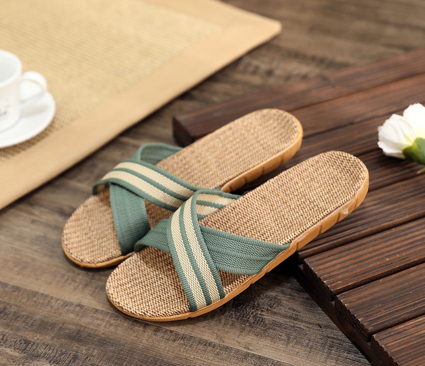 Summer Women's Slippers Home Flats Hemp Luxury Designer Woman Shoes Casual Indoor Slides Couple 2026 Soft Lightweight Large Size