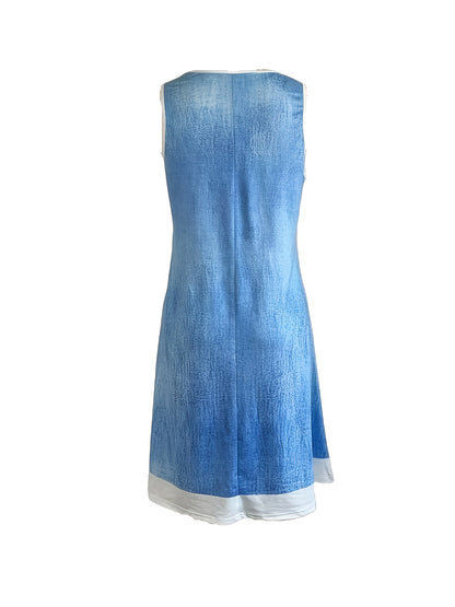 Sleeveless Jumpsuit Dress, Casual Tank Dress with Random Prints for Spring And Summer, Women'S Clothing.