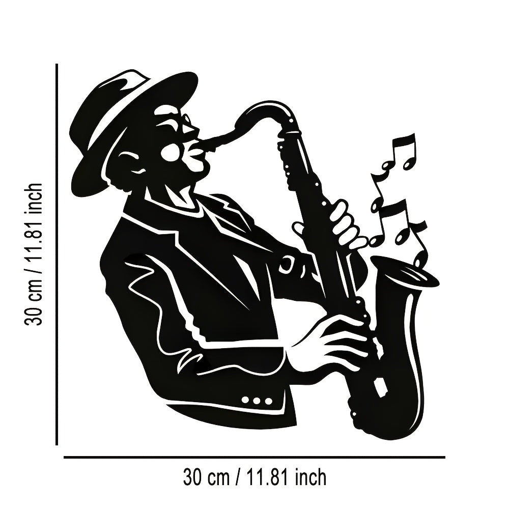 2D Flat, 1pc Exquisite Saxophone Metal Plaque, Elegant Minimalist Christmas Art Design, Wall Decor Craft, Suitable for Office, Home Living Room, Bedroom, Patio, Kitchen, Courtyard Wall, Shop Lobby Hanging, Cafe, Ballroom and