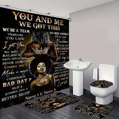 4pcs Shower Curtain Bathroom Sets, Fashion Shower Curtain Sets with Rug, Abstract Modern Shower Curtain Set, with 12 Hook, Bath Mat, U-shaped Bath Mat And Toilet Seat Cover, Bathroom Home Decor And Accessories