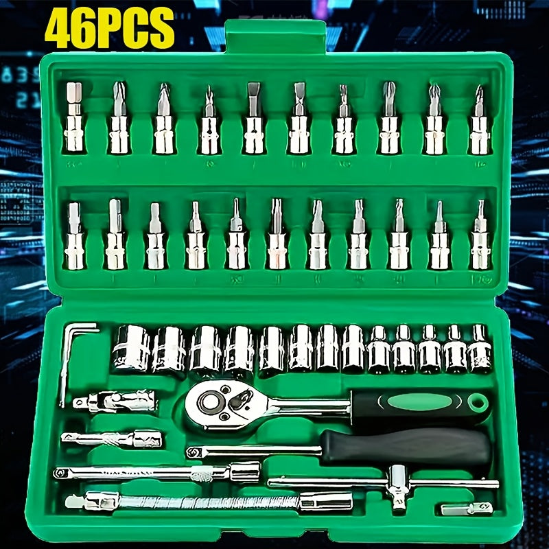 High-End Professional 216/53pcs Mechanic Tool Set, 1/2 *1/4" 3/8 "Drive Depth And Standard Sockets, Ratchet Wrench Set, Torque Wrench, Mechanictool Kits for Auto Parts Repair And Household Mechanical Tool Kit, for Car Bike Re